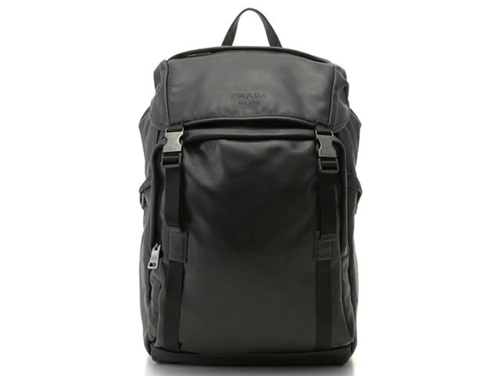 Prada bag backpack black calfskin